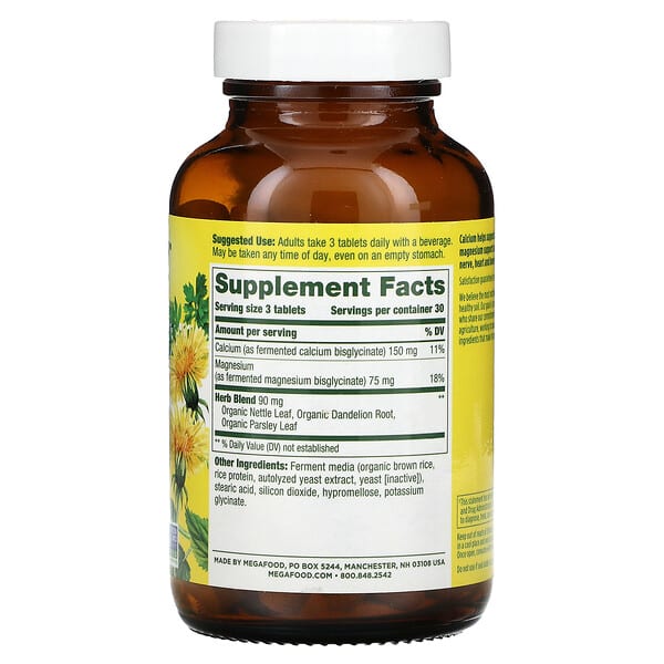 Alternative view of MegaFood, Calcium & Magnesium, 90 Tablets
