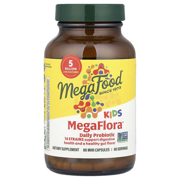 MegaFood, Kids MegaFlora™, Daily Probiotic, 5 Billion CFU, 60 Mini Capsules