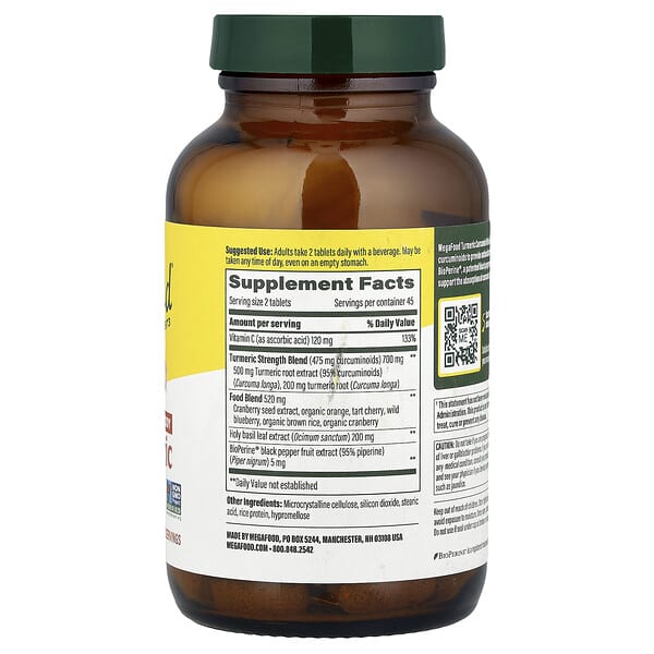 Alternative view of MegaFood, Turmeric Curcumin, 90 Tablets