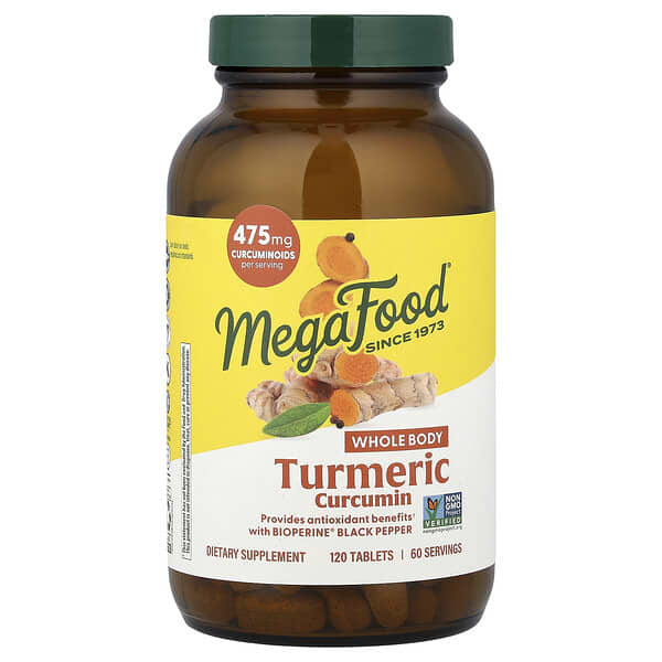 MegaFood, Turmeric Curcumin, Whole Body, 120 Tablets