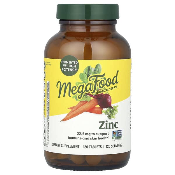 MegaFood, Zinc, 22.5 mg, 120 Tablets