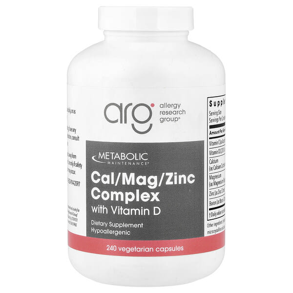 Metabolic Maintenance, Cal/Mag/Zinc Complex with Vitamin D, 240 Vegetarian Capsules
