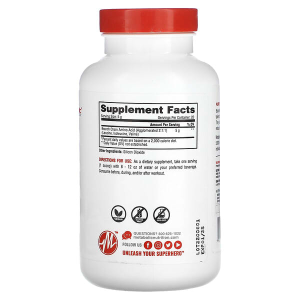 Alternative view of Metabolic Nutrition, BCAA, Unflavored, 3.52 oz (100 g)