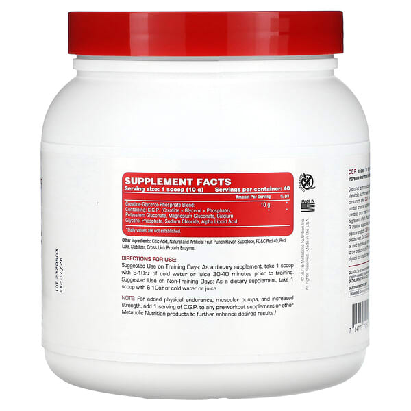 Alternative view of Metabolic Nutrition, C.G.P., Fruit Punch, 400 g