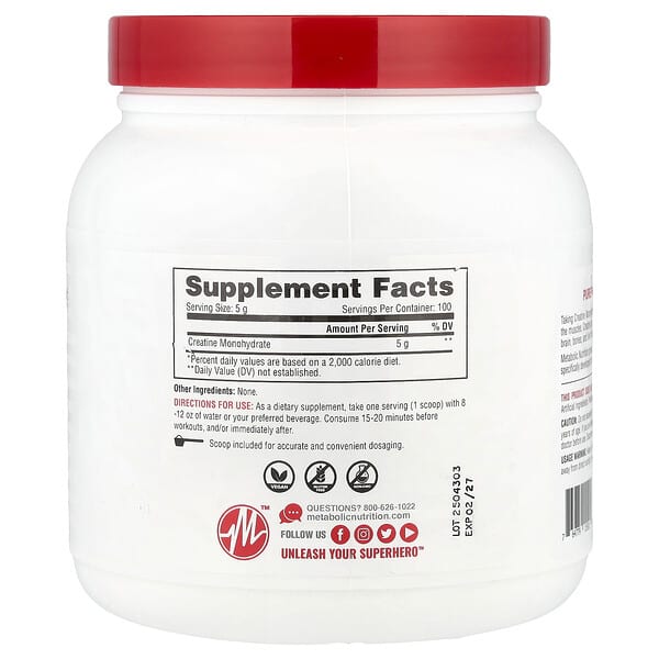 Alternative view of Metabolic Nutrition, Creatine, Unflavored, 17.64 oz (500 g)