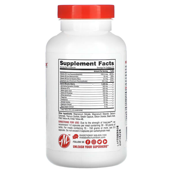 Alternative view of Metabolic Nutrition, Insulean, 90 Capsules
