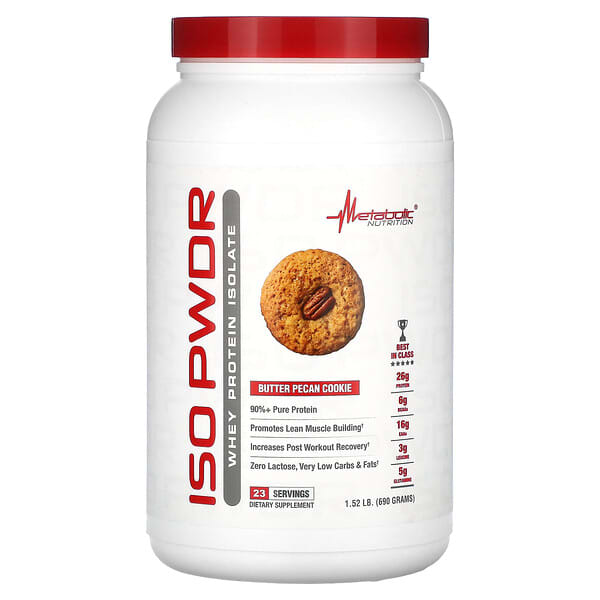 Metabolic Nutrition, ISOpwdr, Whey Protein Isolate, Butter Pecan Cookie, 1.52 lbs (690 g)