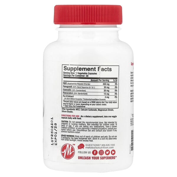 Alternative view of Metabolic Nutrition, NAD MAX+™, Anti-Aging Cellular Rejuvenator, 30 Capsules