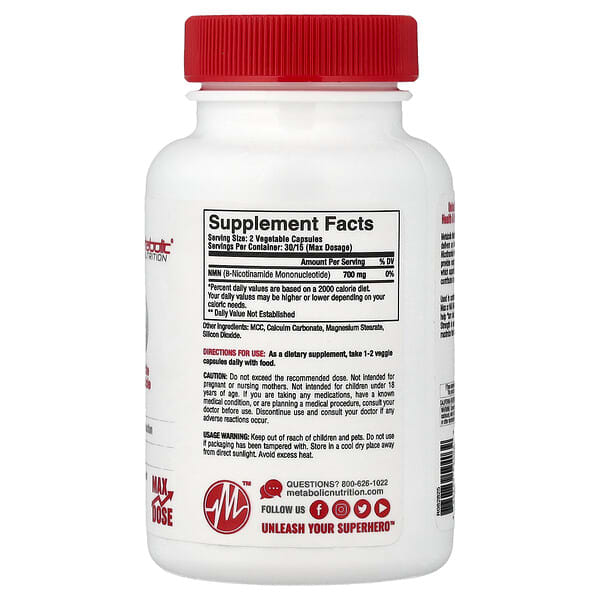 Alternative view of Metabolic Nutrition, NMN, 30 Capsules (350 mg per Capsule)