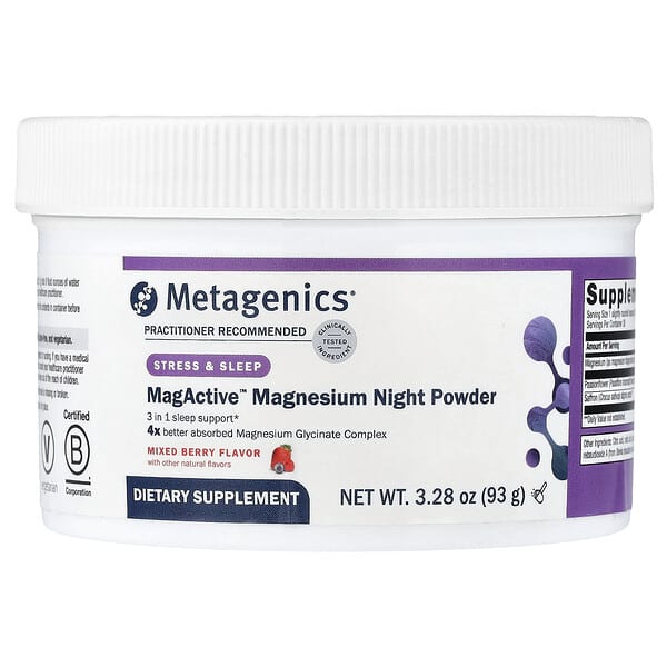 Metagenics, MagActive™ Magnesium Night Powder, Mixed Berry, 3.28 oz (93 g) 3 Metagenics, MagActive™ Magnesium Night Powder, Mixed Berry, 3.28 oz (93 g)