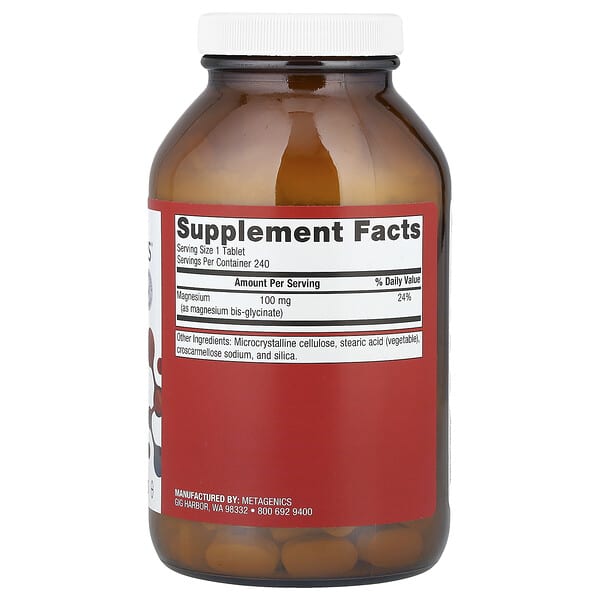 Alternative view of Metagenics, Magnesium Glycinate, 100 mg, 240 Tablets