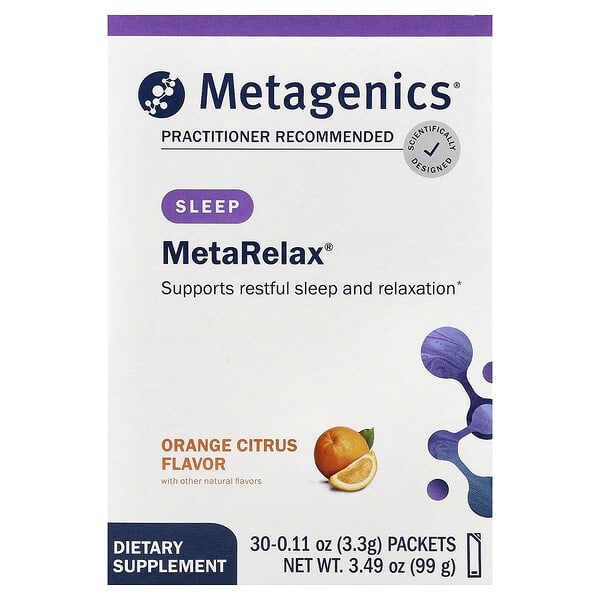 Metagenics, MetaRelax®, Orange Citrus, 30 Packets, 0.11 oz (3.3 g) Each