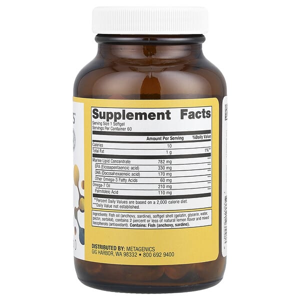 Alternative view of Metagenics, OmegaGenics®, Fish Oil Mega 10®, Natural Lemon, 60 Softgels