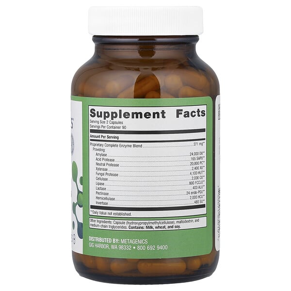 Alternative view of Metagenics, SpectraZyme® Complete Enzymes, 180 Capsules