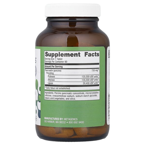 Alternative view of Metagenics, SpectraZyme® Pancreatic Enzymes, 90 Tablets