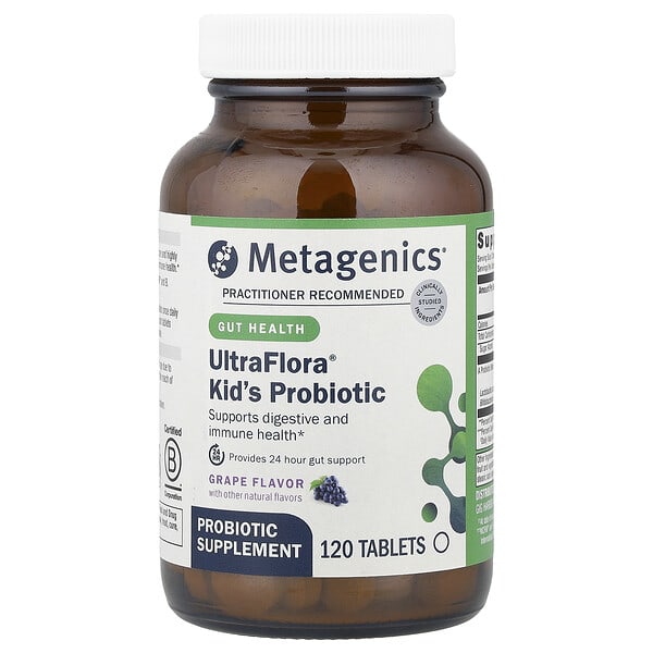 Metagenics, UltraFlora® Kid's Probiotic, Grape, 120 Tablets