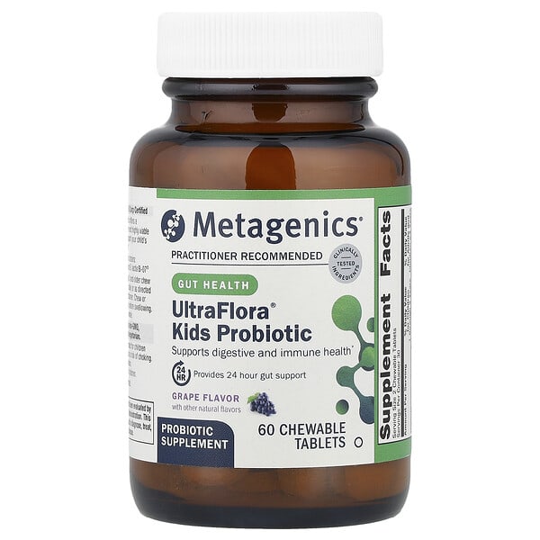 Metagenics, UltraFlora® Kids Probiotic, Grape, 60 Chewable Tablets