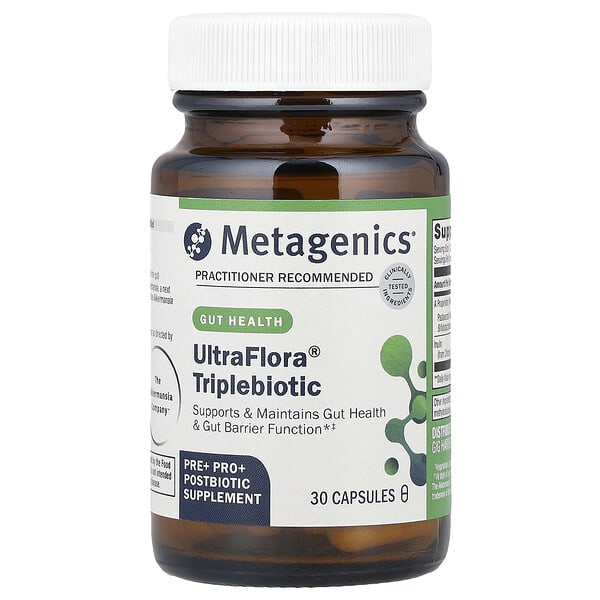 Metagenics, UltraFlora® Triplebiotic, Gut Health, 30 Capsules