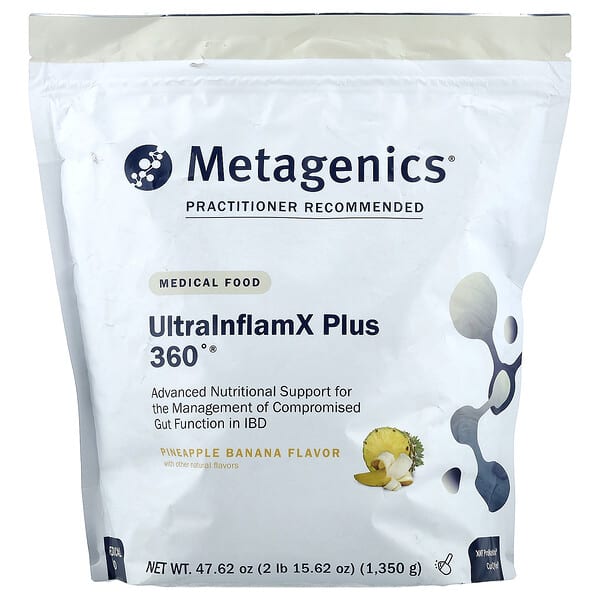 Metagenics, UltralnflamX Plus 360°, Medical Food, Pineapple Banana, 47.62 oz (1,350 g)