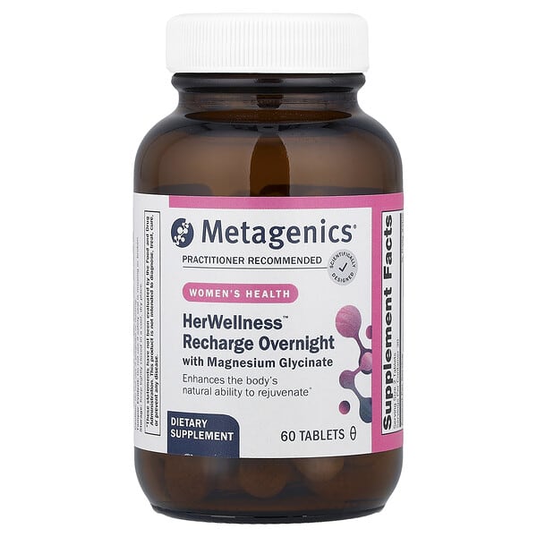 Metagenics, Women's Health, HerWellness™ Recharge Overnight With Magnesium Glycinate, 60 Tablets