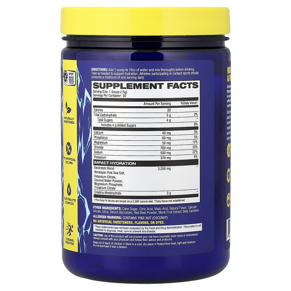 Alternative view of MHP, Impact Hydration, Electrolytes + Creatine, Brazilian Punch, 0.99 lbs (15.9 oz)