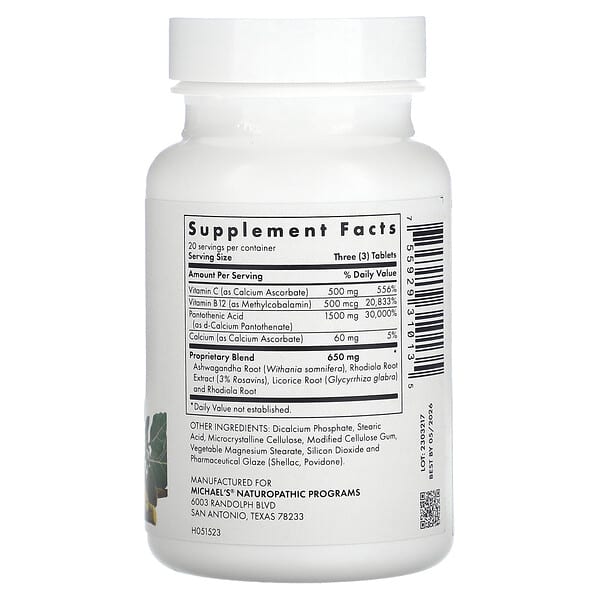 Alternative view of Michael's Health, Energy Adrenal Support, 60 Vegetarian Tablets