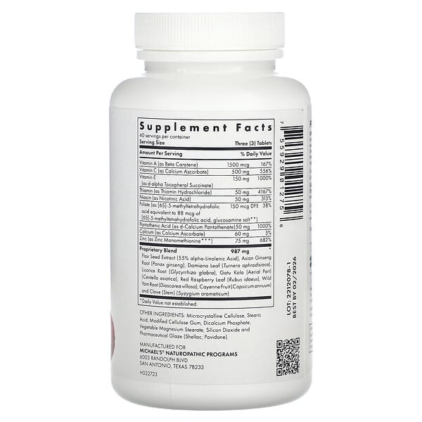 Alternative view of Michael's Health, Female Reproductive Factors, 120 Vegetarian Tablets