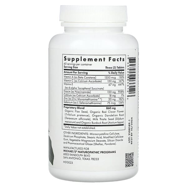 Alternative view of Michael's Health, Skin Factors, 180 Vegetarian Tablets