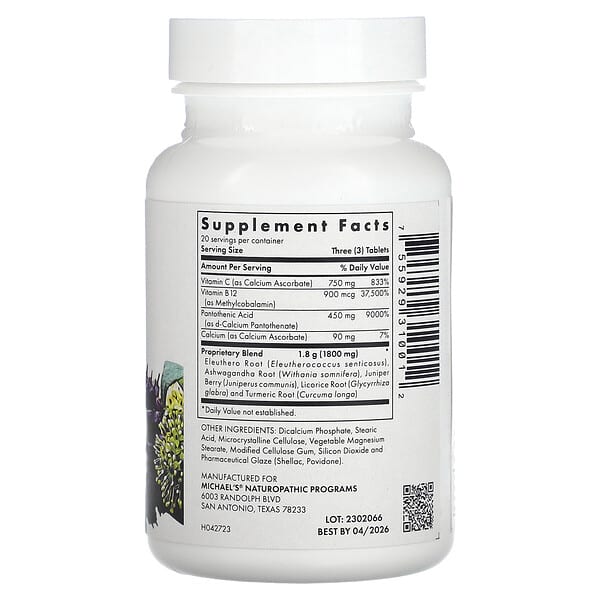 Michael's Health, Stress Adrenal Support, 60 Vegetarian Tablets 2 Michael's Health, Stress Adrenal Support, 60 Vegetarian Tablets - Ảnh 2