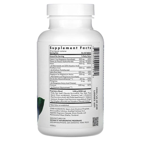 Alternative view of Michael's Health, Sugar Metabolism Factors, 180 Vegetarian Tablets