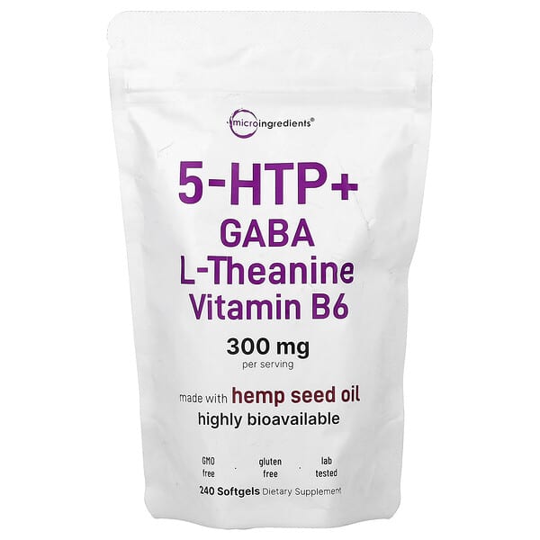 Micro Ingredients, 5 HTP + Gaba, L-Theanine, Vitamin B6, 240 Softgels