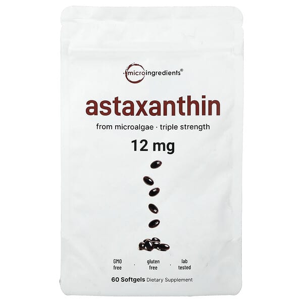Micro Ingredients, Astaxanthin, 12 mg, 60 Softgels