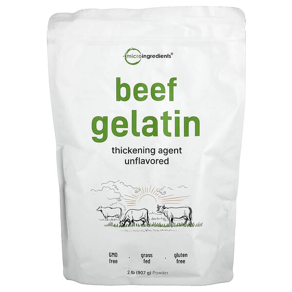 Micro Ingredients, Beef Gelatin Powder, Unflavored, 2 lb (907 g)