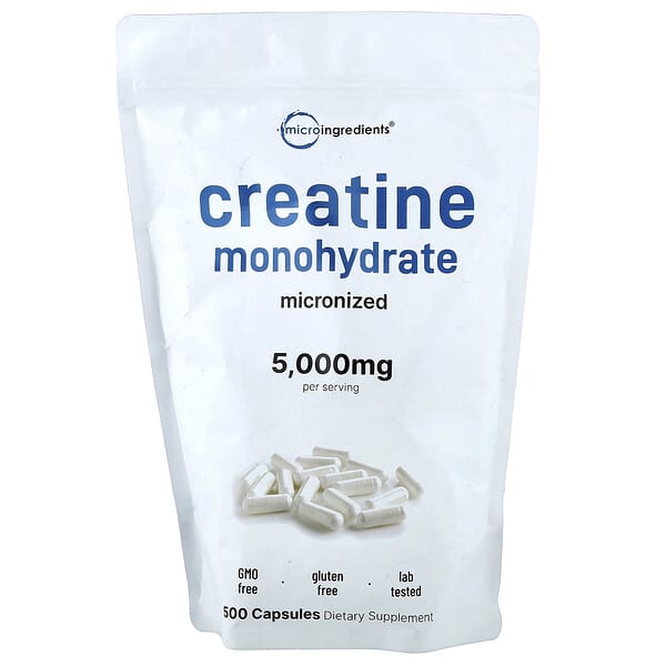 Micro Ingredients, Creatine Monohydrate, 500 Capsules (714.28 mg per Capsule)