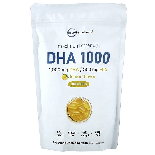 Micro Ingredients, DHA 1000, Lemon, 200 Enteric Coated Softgels