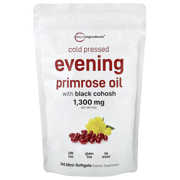 Micro Ingredients, Evening Primrose Oil with Black Cohosh, Cold Pressed, 240 Mini-Softgels