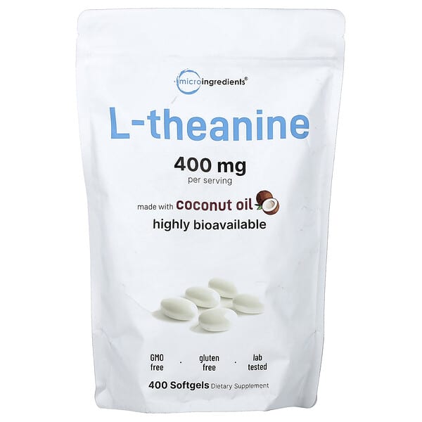 Micro Ingredients, L-Theanine, 400 Softgels (200 mg per Softgel) 4 Micro Ingredients, L-Theanine, 400 Softgels (200 mg per Softgel)