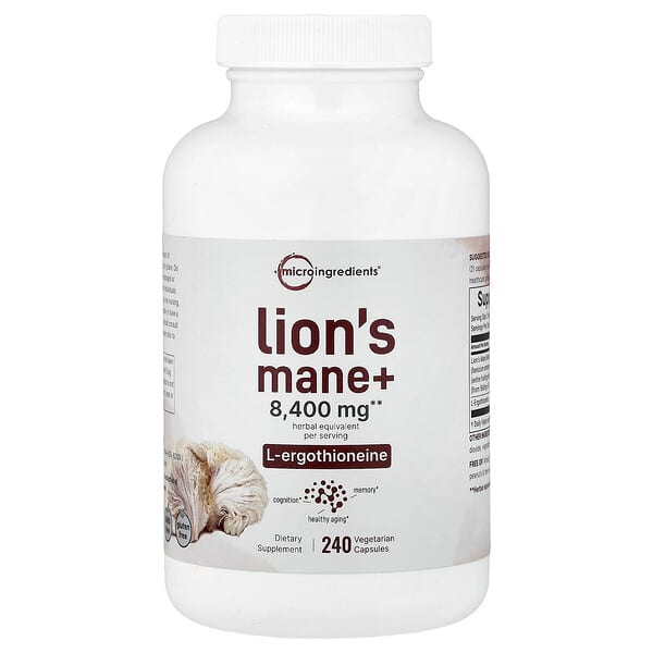 Micro Ingredients, Lion's Mane + L-Ergothioneine, 240 Vegetarian Capsules