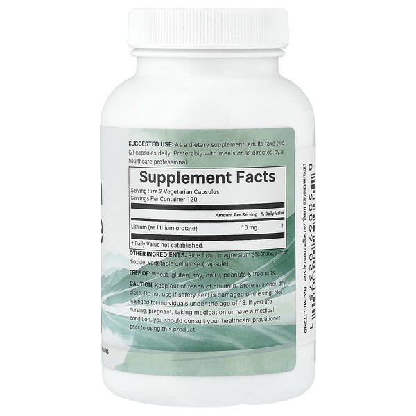 Alternative view of Micro Ingredients, Lithium Orotate, 240 Vegetarian Capsule (5 mg per Capsule)