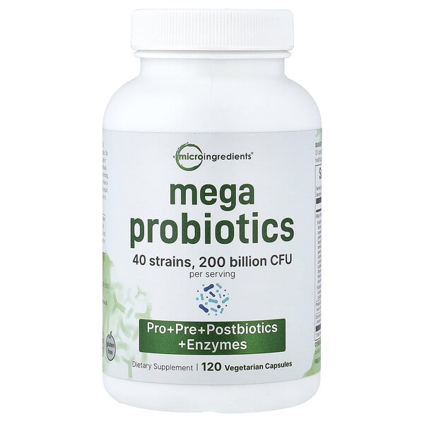 Micro Ingredients, Mega Probiotics, 120 Vegetarian Capsule