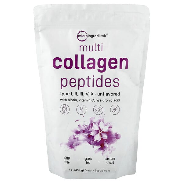 Micro Ingredients, Multi Collagen Peptides, Unflavored, 1 lb (454 g)
