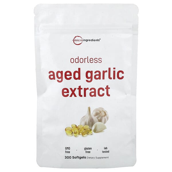 Micro Ingredients, Odorless Aged Garlic Extract, 300 Softgels (250 mg per Softgel)
