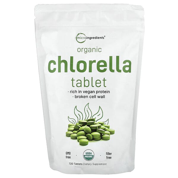Micro Ingredients, Organic Chlorella Tablet, 720 Tablets (0.5 g per Tablet)