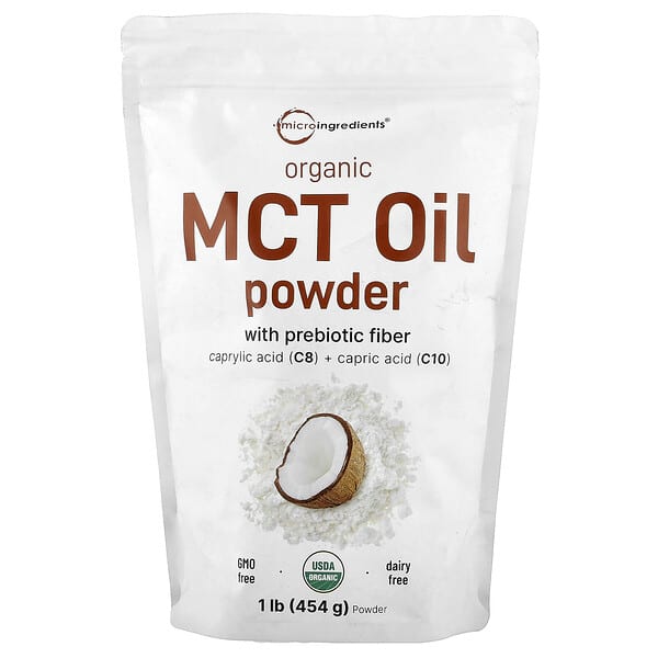 Micro Ingredients, Organic MCT Oil Powder with Prebiotic Fiber, 1 lb (454 g)