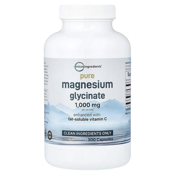 Micro Ingredients, Pure Magnesium Glycinate With Vitamin C, 300 Capsules