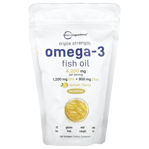 Micro Ingredients, Triple Strength Omega-3 Fish Oil, Lemon, 120 Softgels (1,400 mg per Softgel)