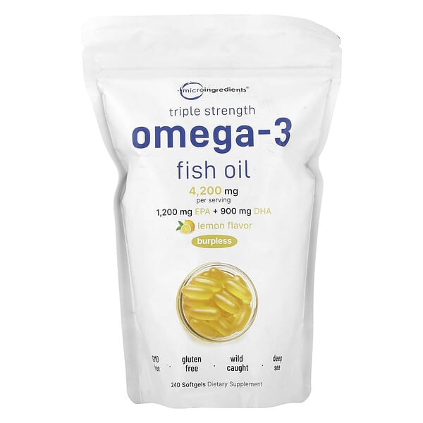 Micro Ingredients, Triple Strength Omega-3 Fish Oil, Lemon, 240 Softgels (1,400 mg per Softgel)