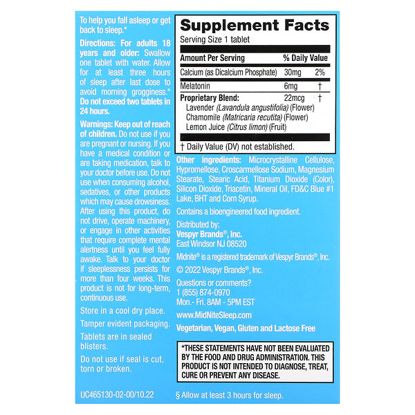 Alternative view of MidNite, Sleep Cycle Support, Medium Dose, 6 mg, 30 Extended Release Tablets