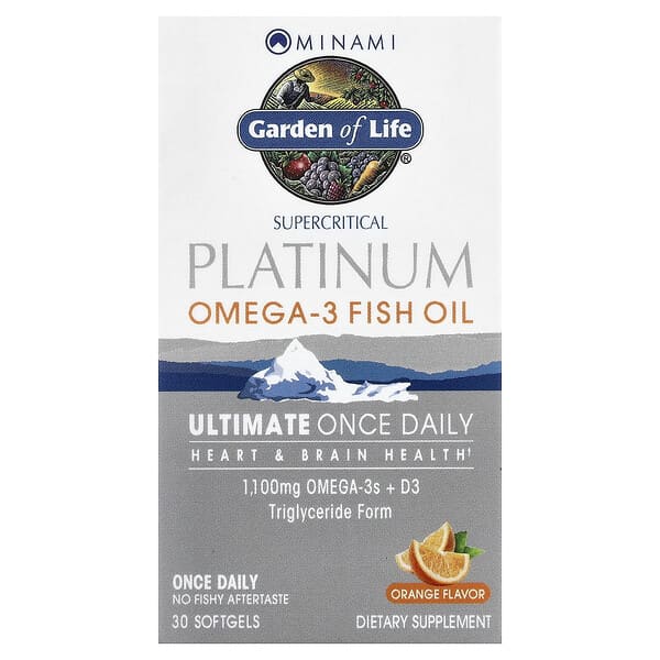 Minami Nutrition, Platinum, Omega-3 Fish Oil, Ultimate Once Daily, Orange Flavor, 30 Softgels