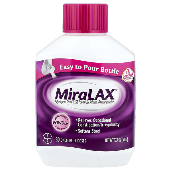 MiraLAX, Powder, Unflavored, 17.9 oz (510 g)